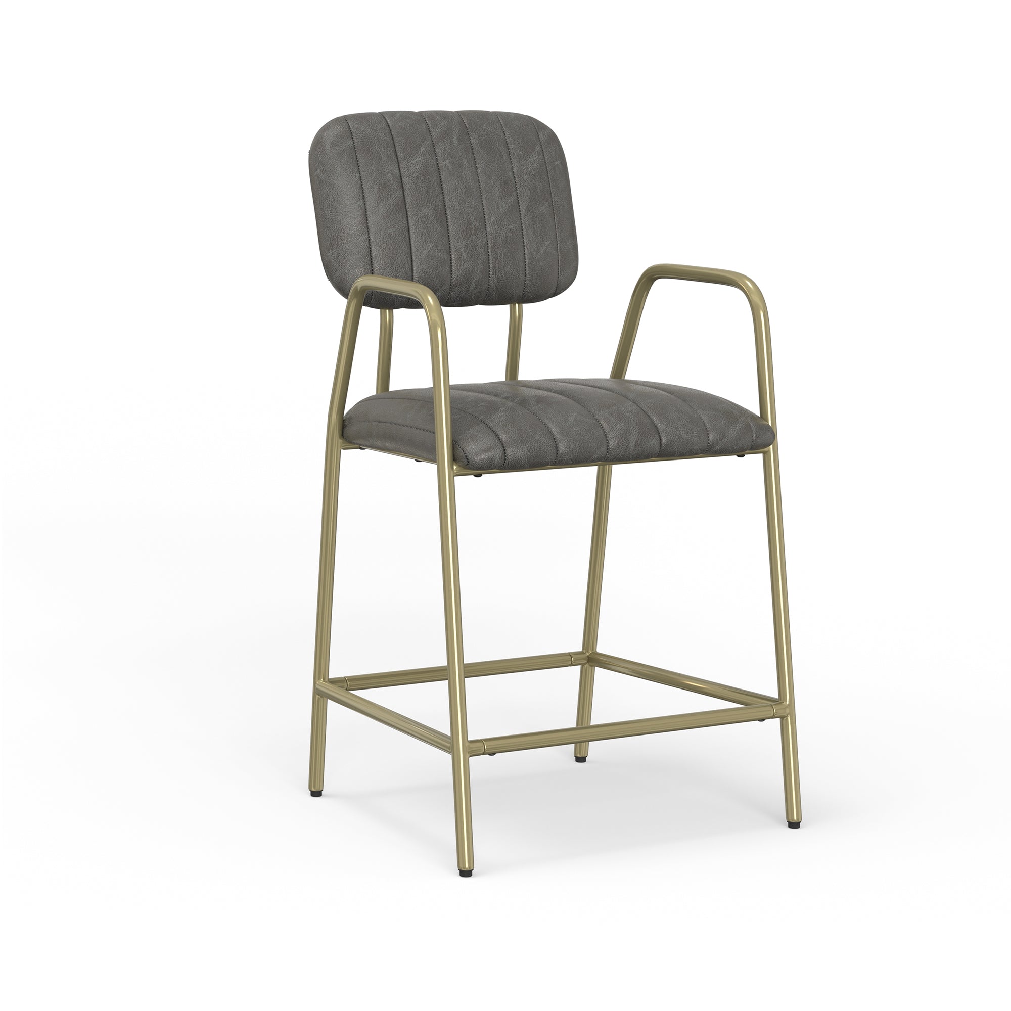 Oliver Upholstered Leather Counter Height Stool with Metal Base