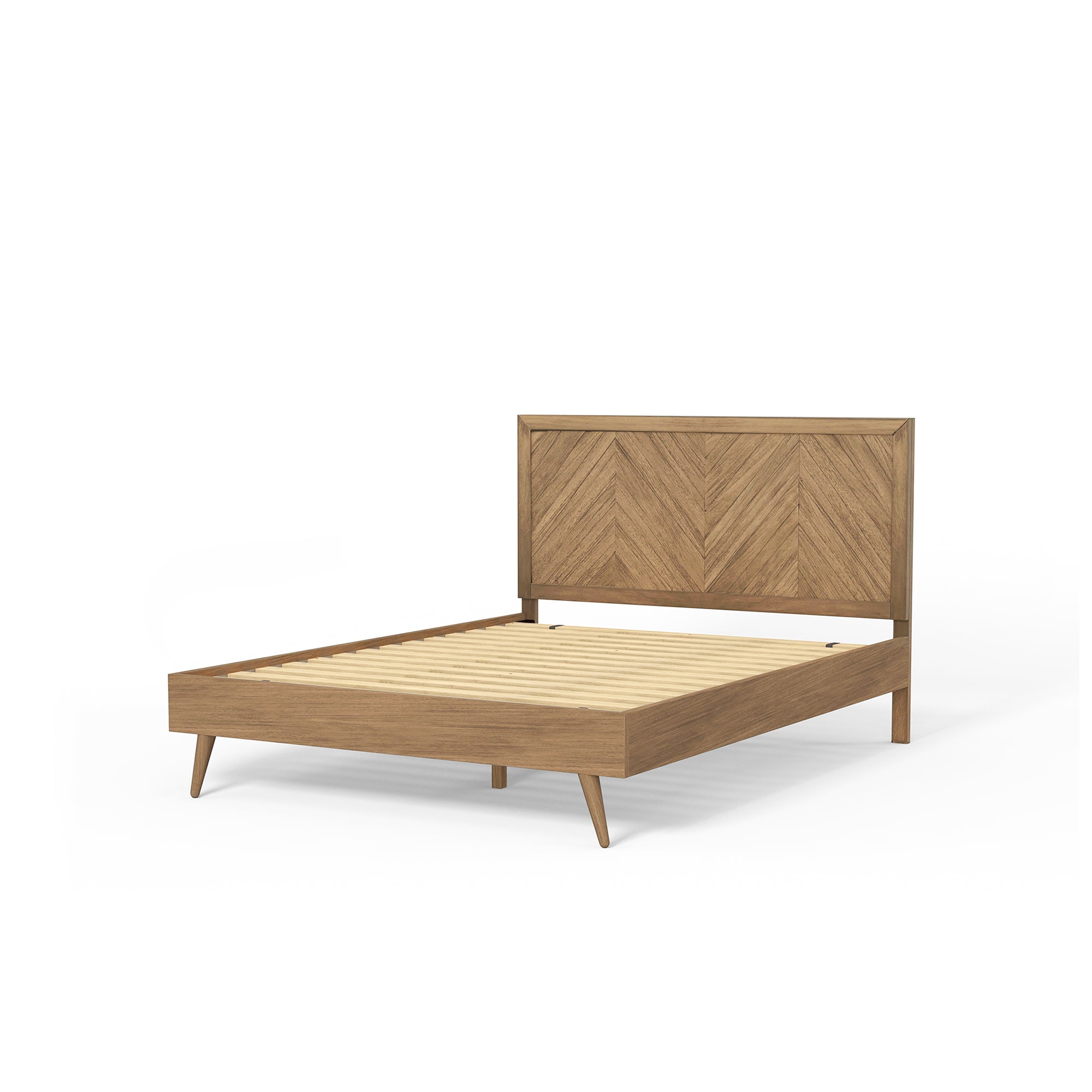 Chevron Wood Bed Frame with Headboard