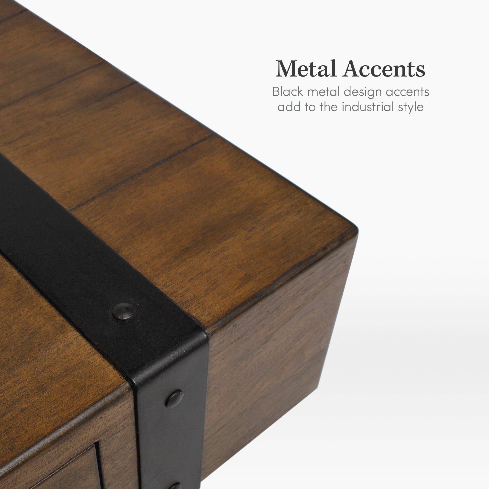 Industrial Wood Coffee Table with Drawer