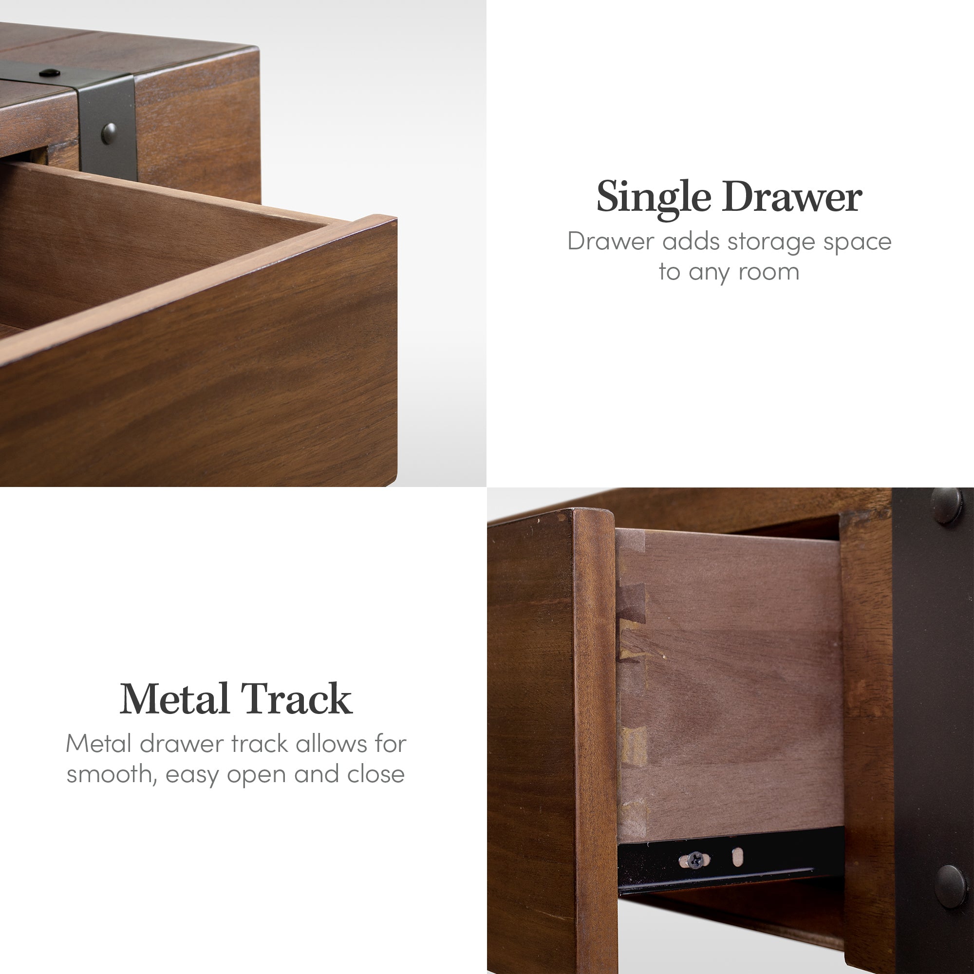 Industrial Wood Coffee Table with Drawer