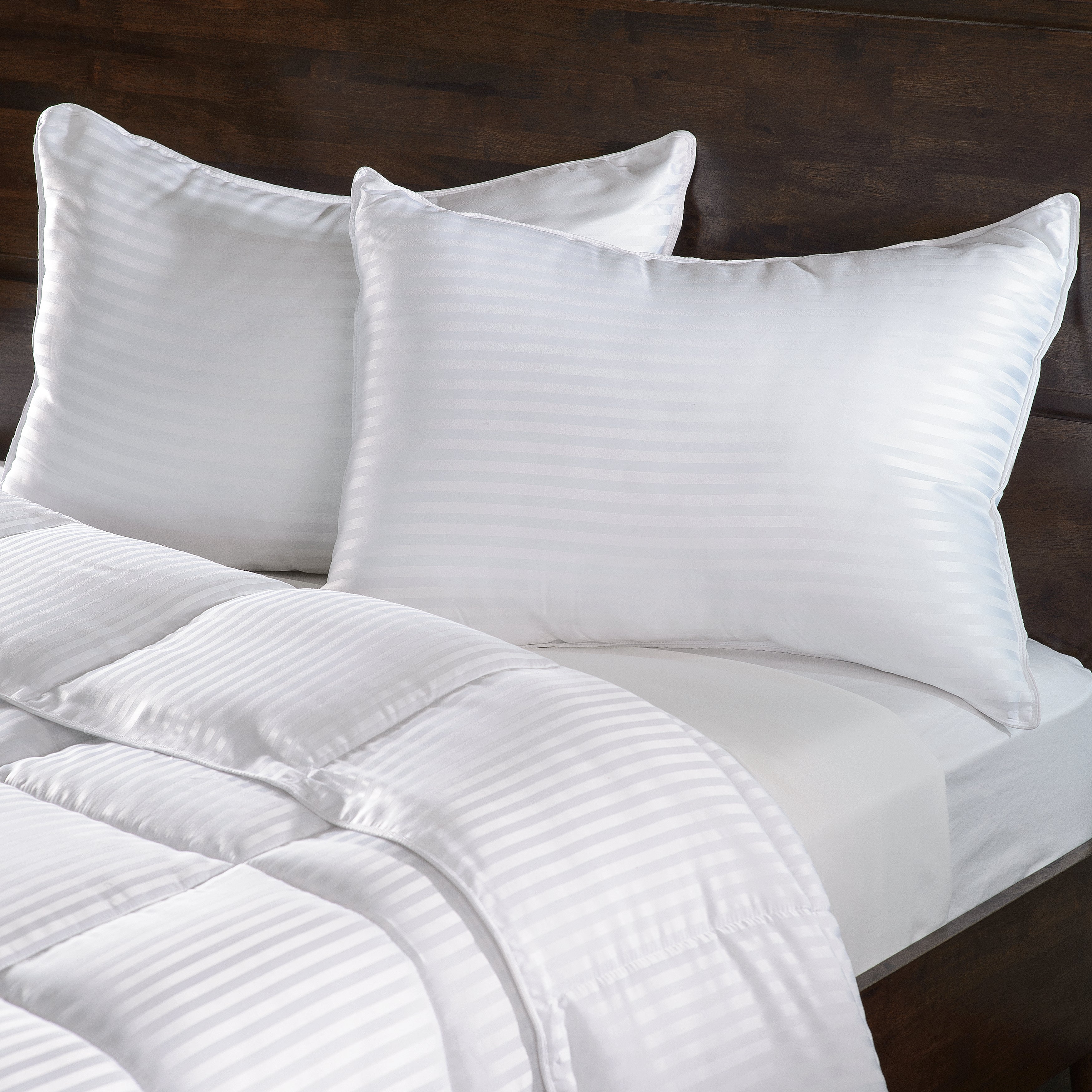 eLuxury Medium Density Down Alternative Striped Pillows, Set of 2