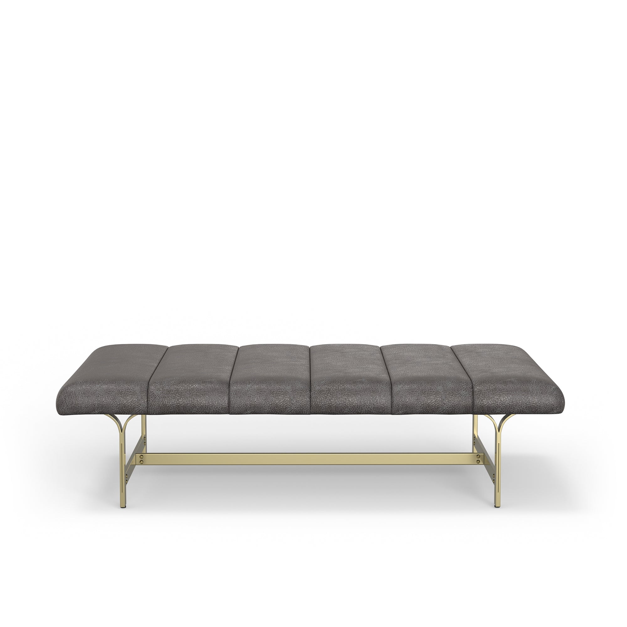 A Upholstered Leather Coffee Table with Metal Base