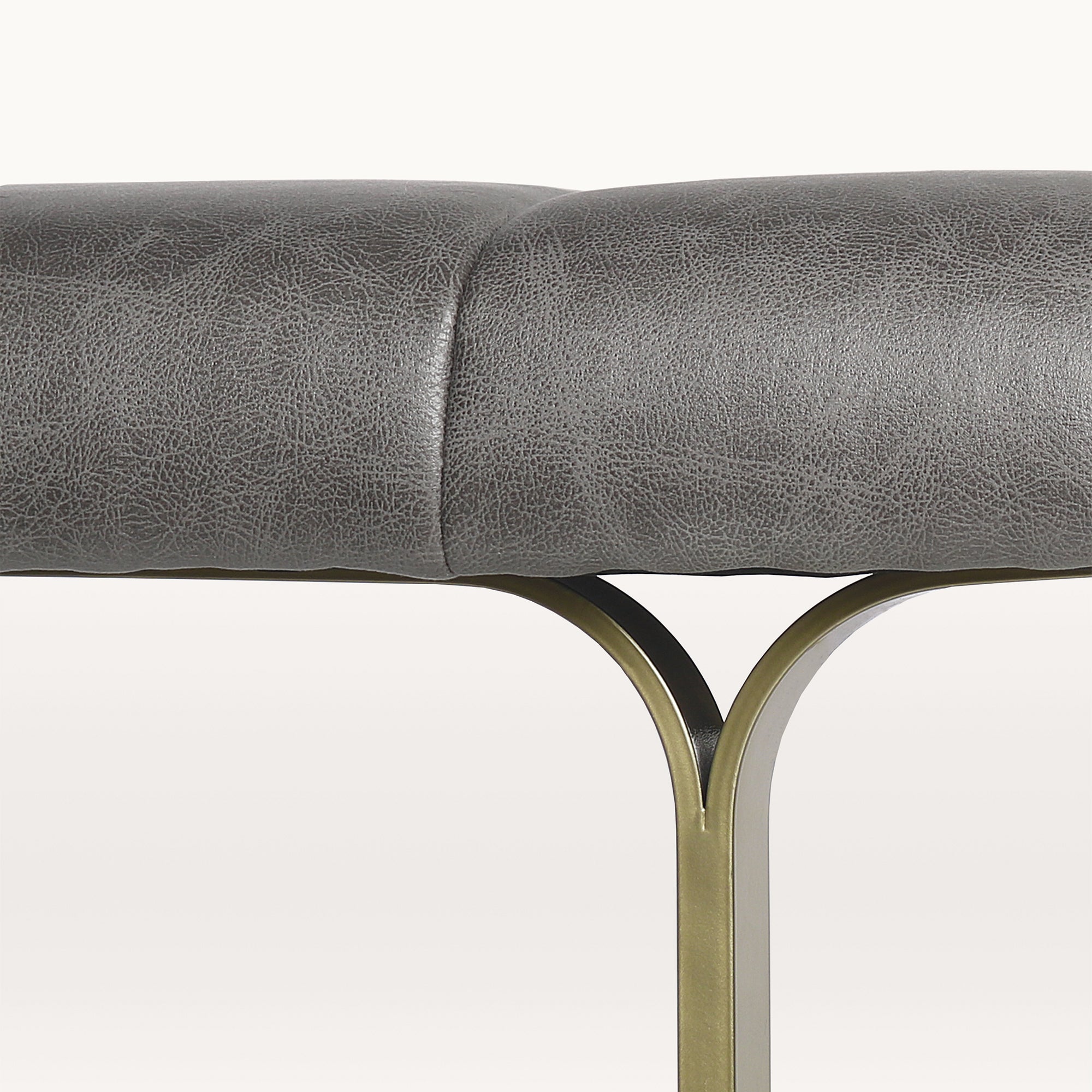 A Upholstered Leather Coffee Table with Metal Base