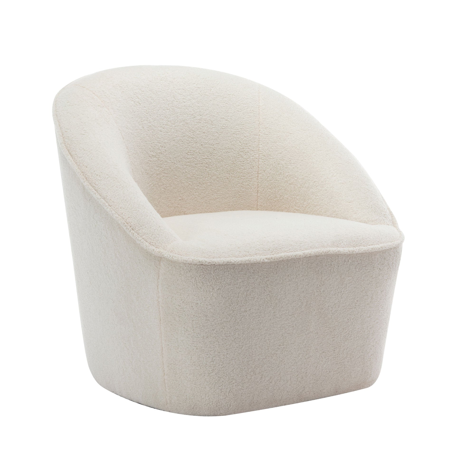 Swivel Curved Back Accent Chair – Cozy Boucle Fabric