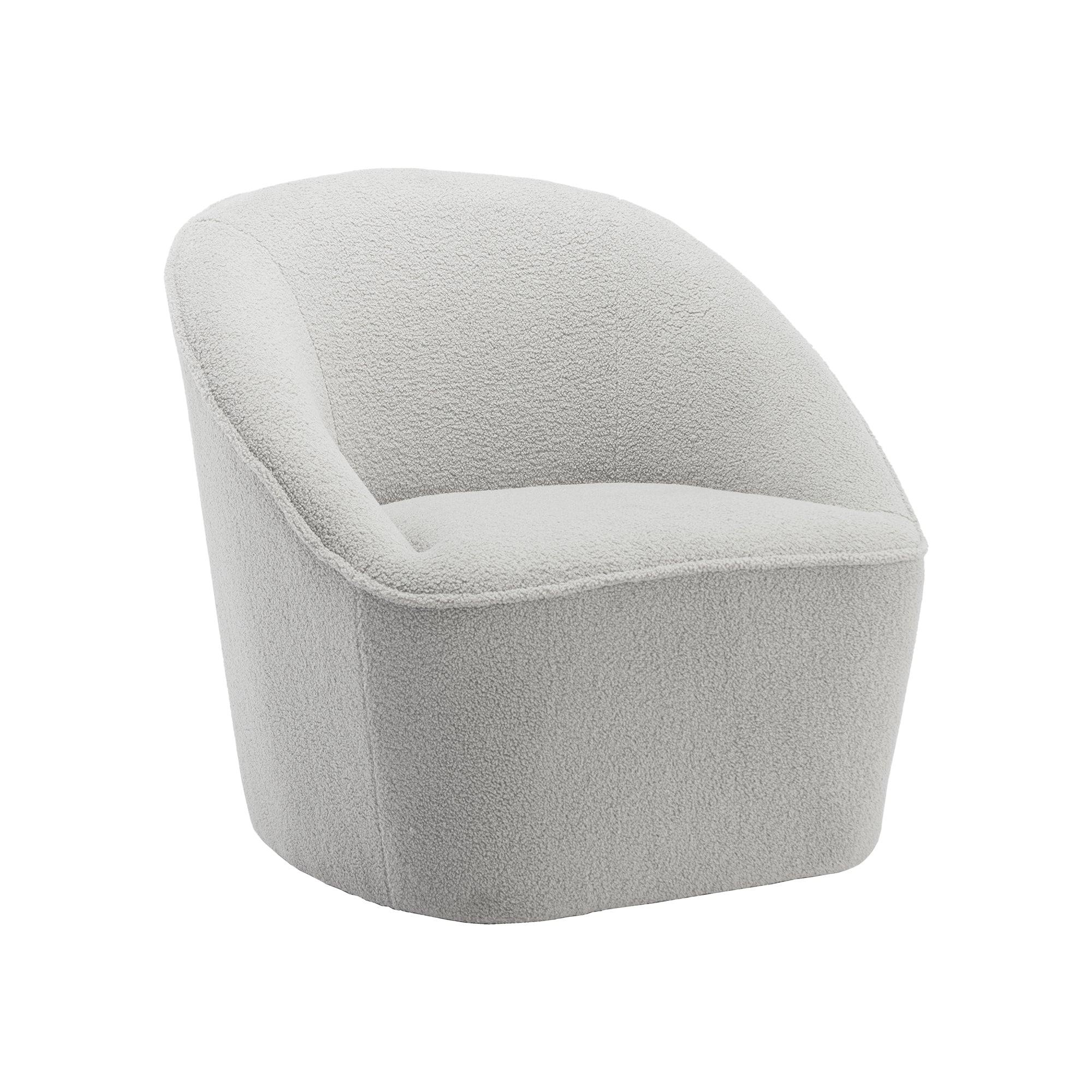 Swivel Curved Back Accent Chair – Cozy Boucle Fabric