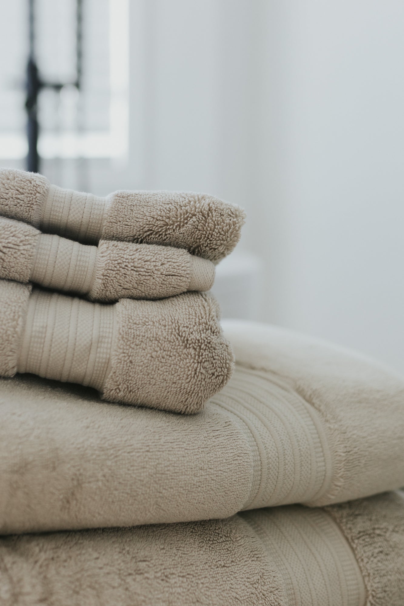 Hotel Collection 900 GSM Long Staple Combed Cotton 2-Piece Bath Towel Set White/Latte, Beige