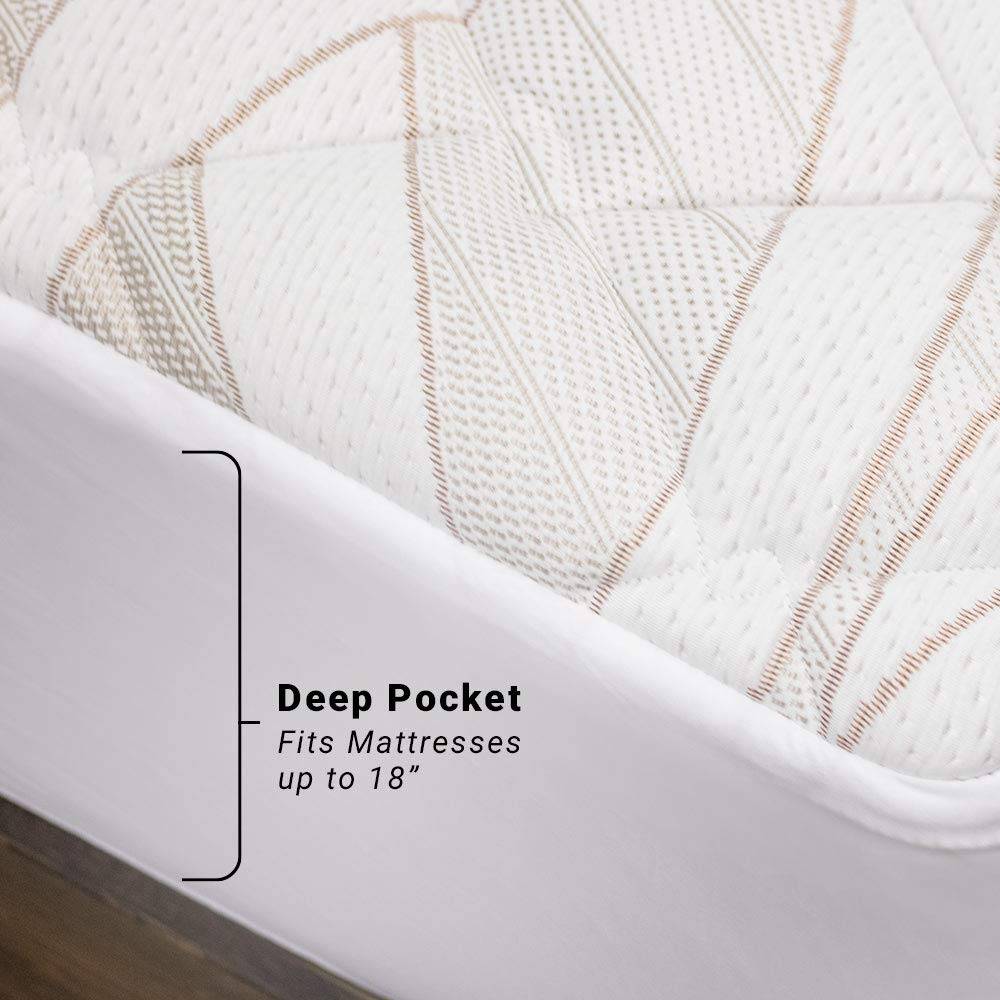 eLuxury Copper Infused Mattress Pad, White, Twin