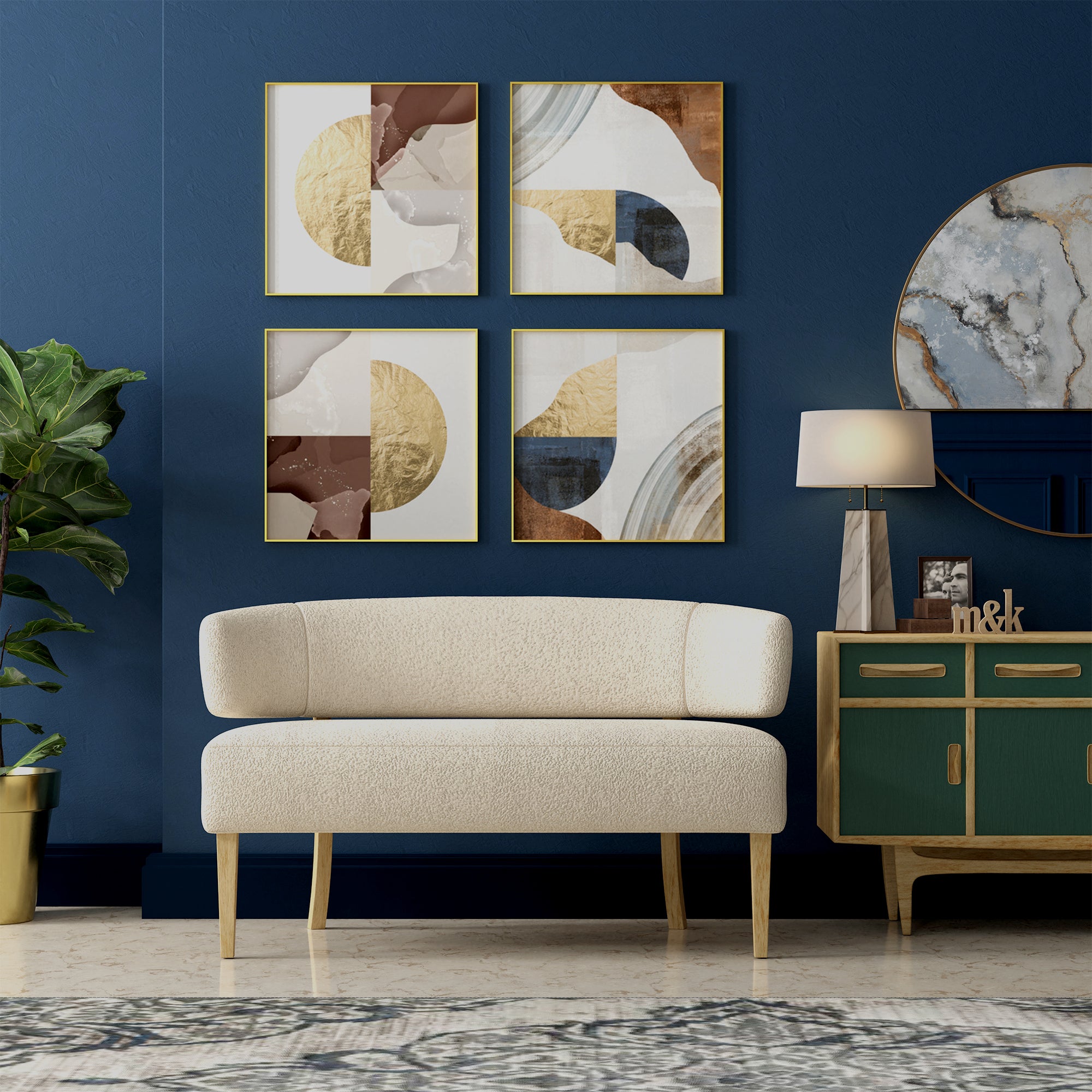 Cream Boucle Loveseat