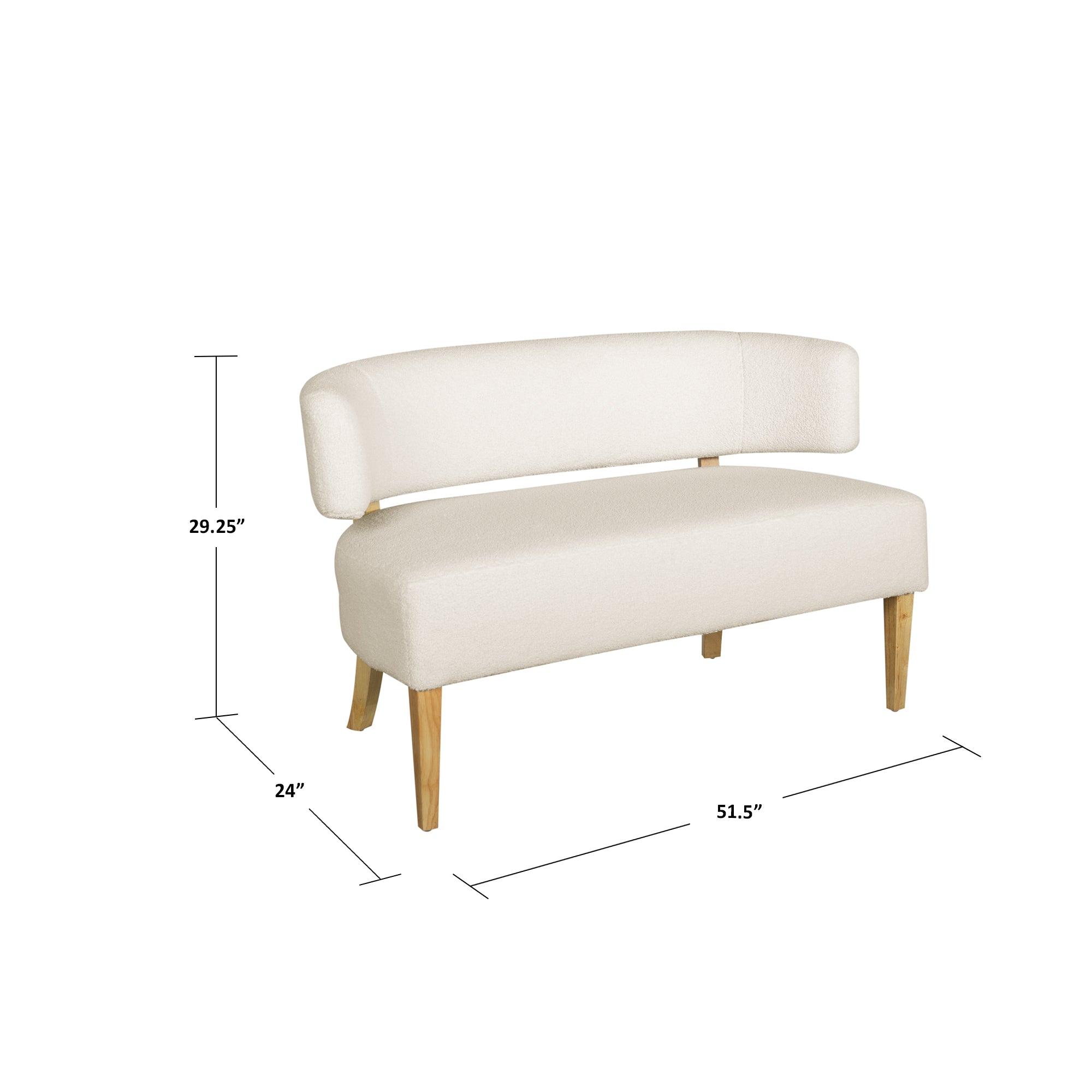 Cream Boucle Loveseat