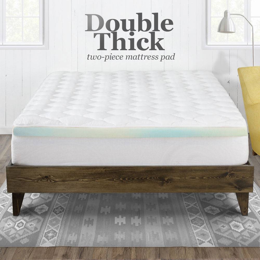 Double Thick 2-Piece Bamboo Mattress Pad & Comfort Topper