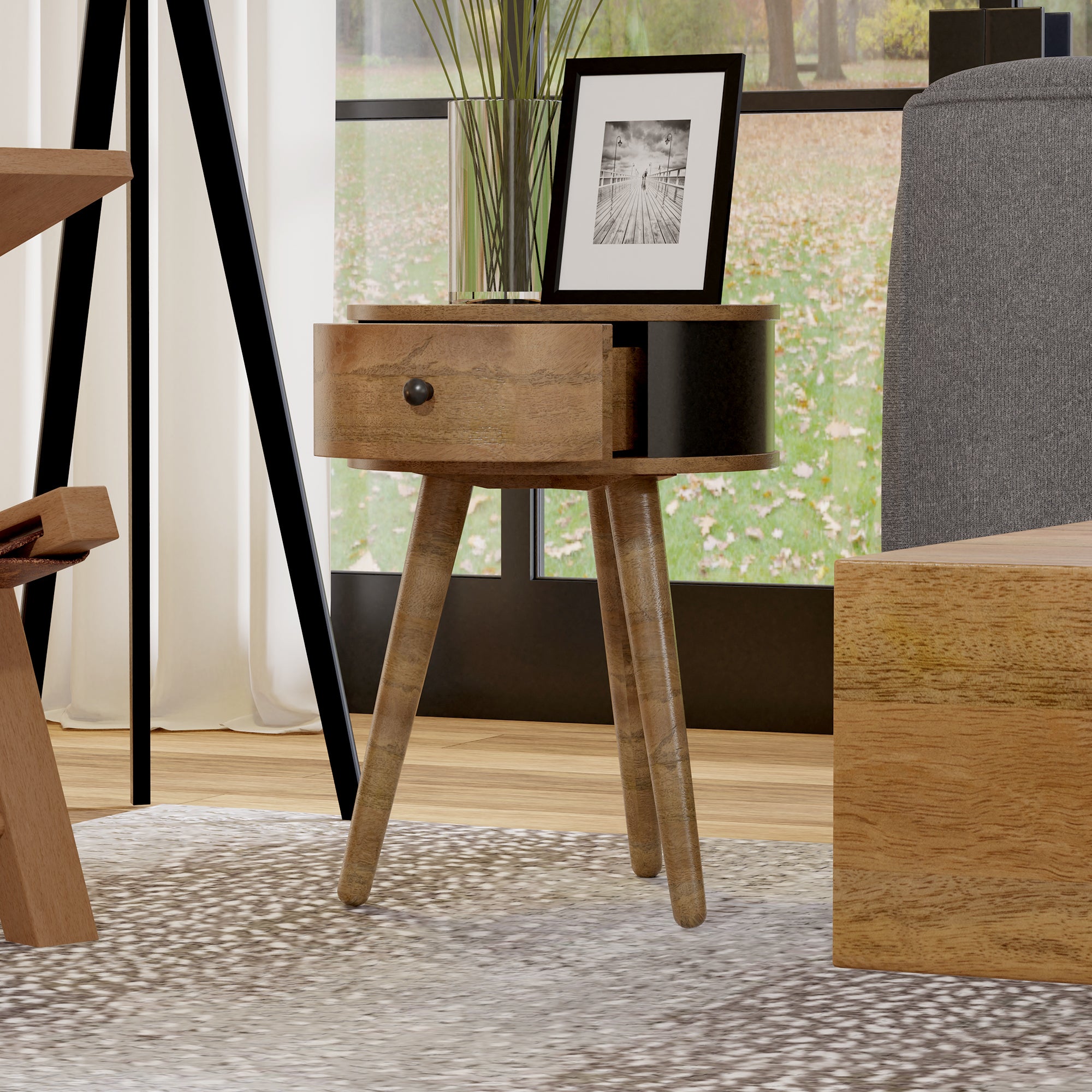 Tripod clearance bedside table